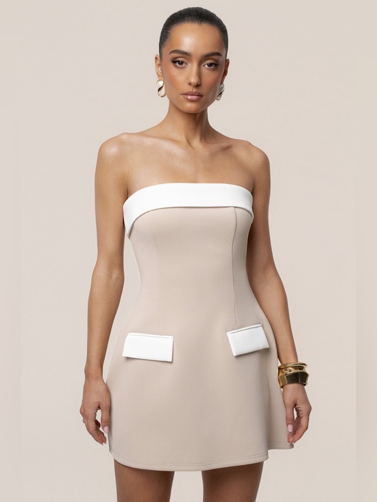 JLUXLABEL Dresses & Skirts - JLuxLabel Beige Midnight Toast Mini Dress Size Small NWT